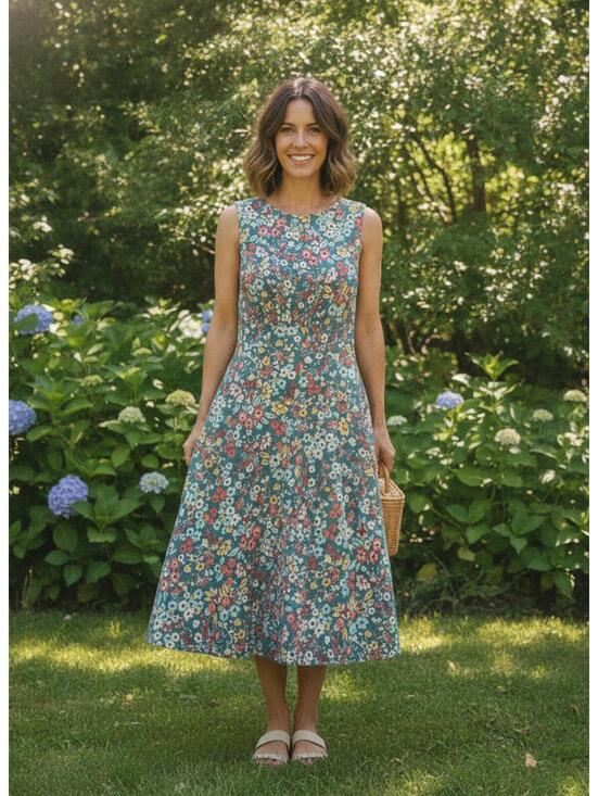 Dresses & Skirts - North style Beautiful Floral Print Summer Dress with Pleated Bodice Size 12